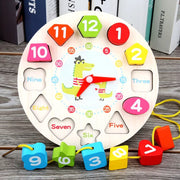 Wooden TIme Learning Clock & Bead Maze Educational Toy | Time Learning, Shapes, Numbers and Fine Motor Fun for Kids
