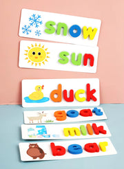 Montessori Wooden Spelling Puzzle for Kids | Educational Letter Matching Toy | Preschool Learning Game