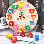 Wooden TIme Learning Clock & Bead Maze Educational Toy | Time Learning, Shapes, Numbers and Fine Motor Fun for Kids