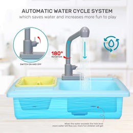 Kitchen Dishwasher Pretend Play Kitchen Toy | Real Running Water Sink Set for Kids
