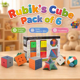 Magic Cube Pack of 6 – Speed Puzzle Cube Set for Kids | Genius Kids