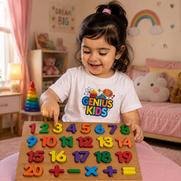 Wooden Number Puzzle 1-20 with Math Symbols | Colorful Math Learning Toy for Kids