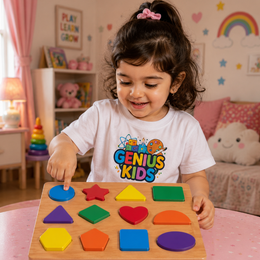 Wooden Shape Sorter Puzzle for Kids | Colorful Geometric Learning Toy for Toddlers